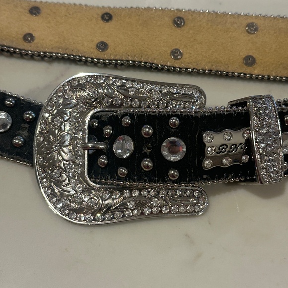 Rhinestone Leather Belt - Picture 1 of 5